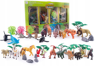 Veľká sada figúr 60 ks. - domáce zvieratá, divoké, dinosaury a morské